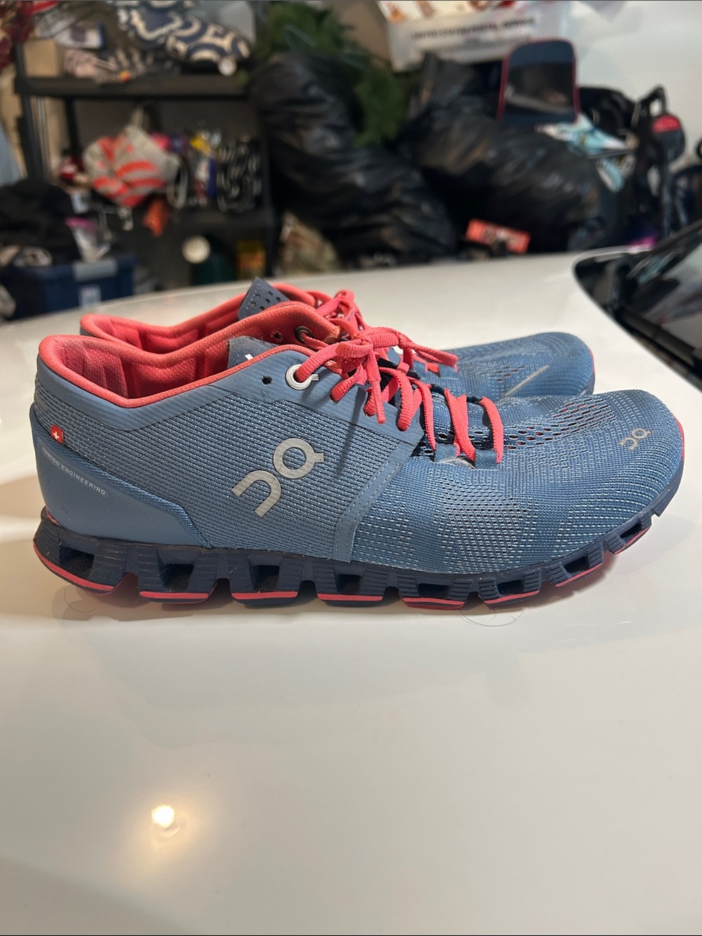 On Running Women's Cloud Running Shoes in Blue with Pink